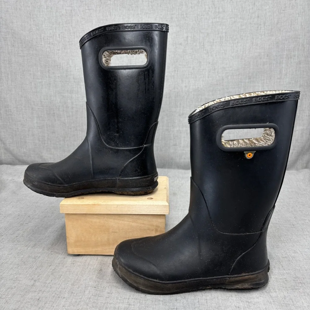 Bogs Unisex Black Plush Lined Rain Boot Snow Boot Waterproof Youth Size 3‎
